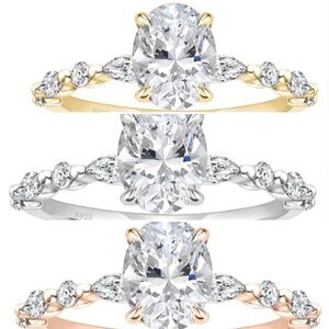 NWT 3Carats 925 SS Ring Oval Cut CZ Solitaire Halo RG ,Silver Or Gold Ring